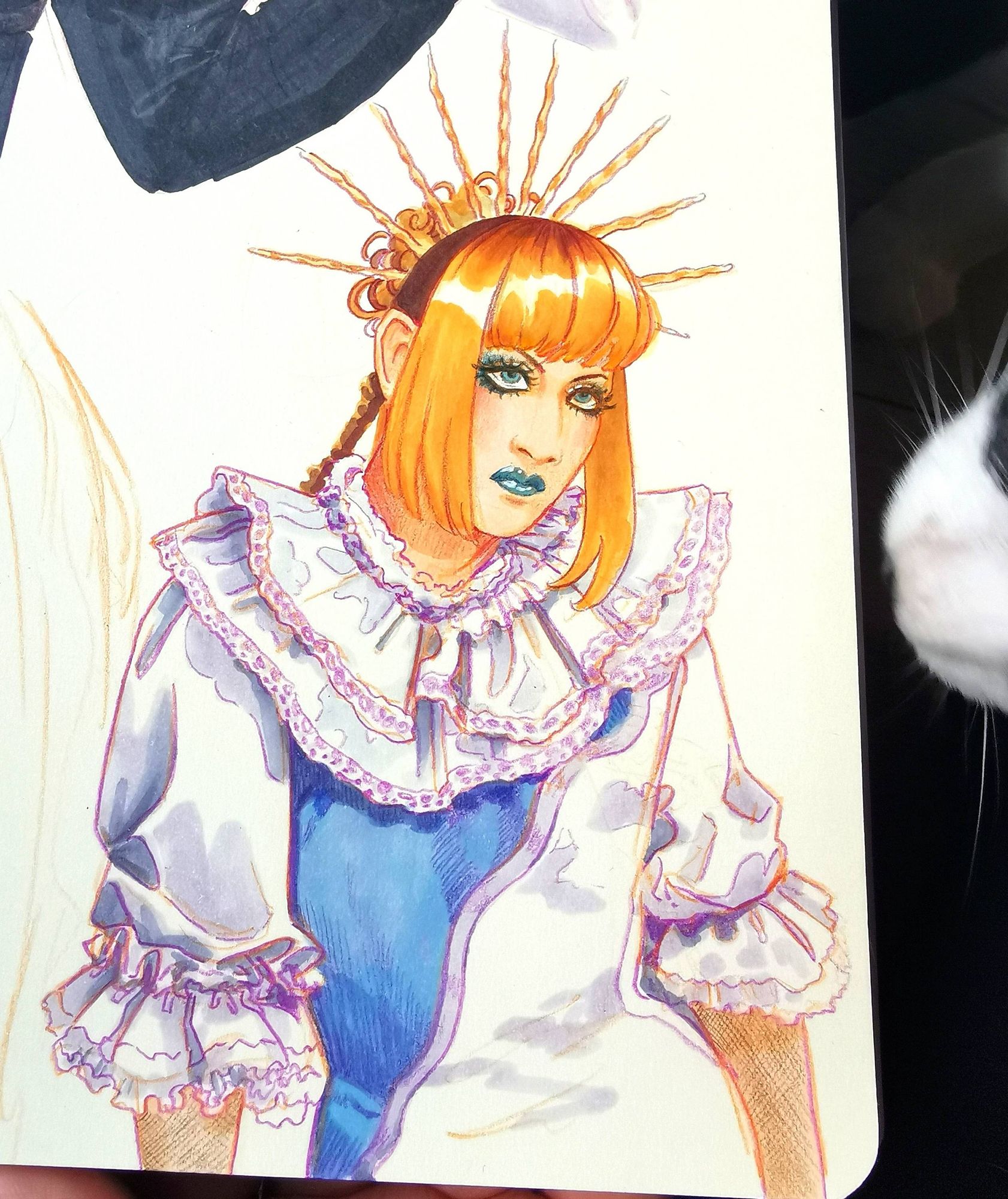 Copics and pencils study of Mana, Malice Mizer era.