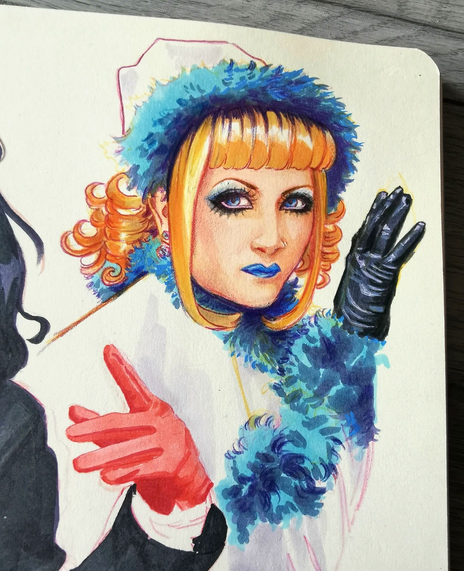 Copics and pencils study of Mana, Malice Mizer era.