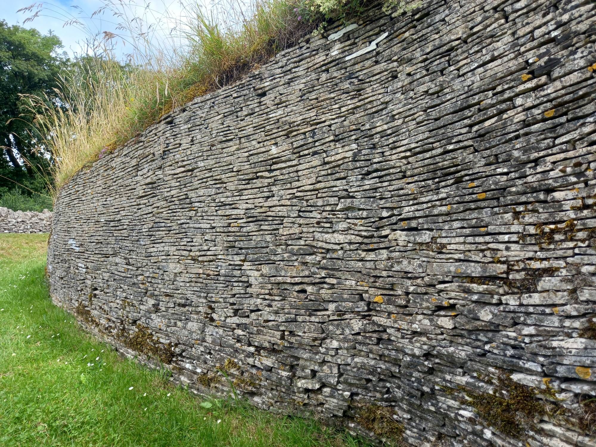 Detail of the intricate dry-stone walling that lines the entrance to Belas Knap long barrow