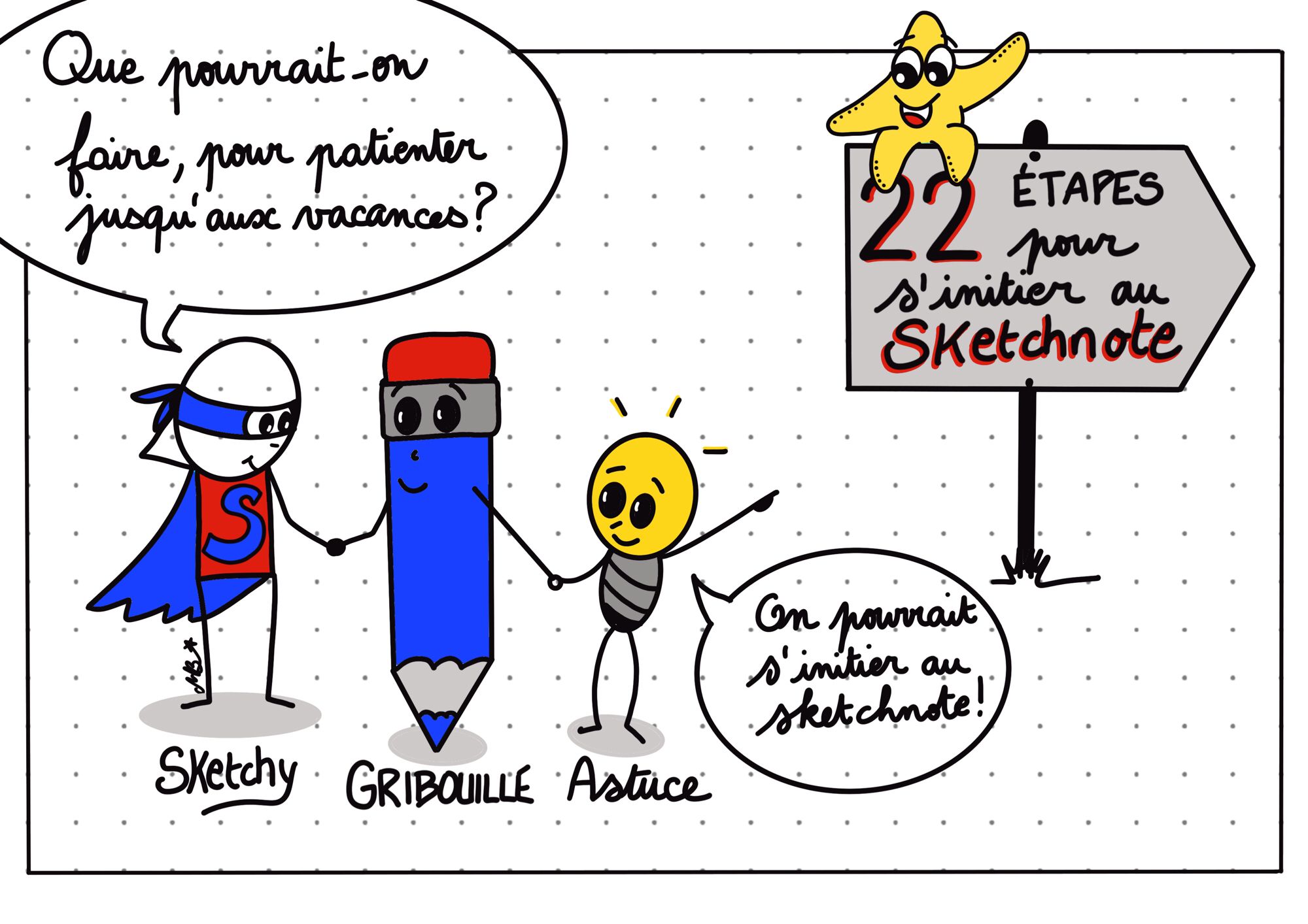 Sketchnote pour présenter le parcours d’initiation.