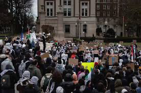 Boisterous Pro-Palestinian demonstrators at Columbia University.