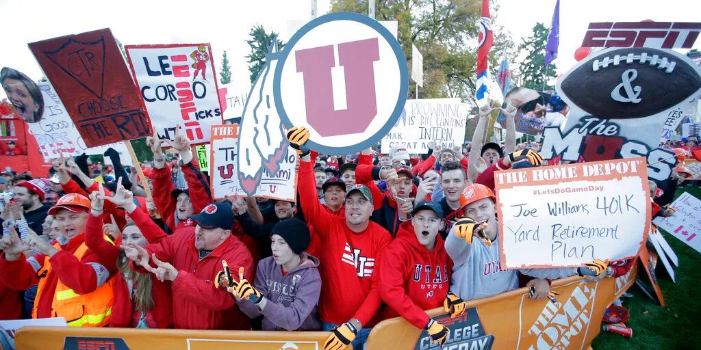 Boisterous ESPN College Game Day crowd at University of Utah.