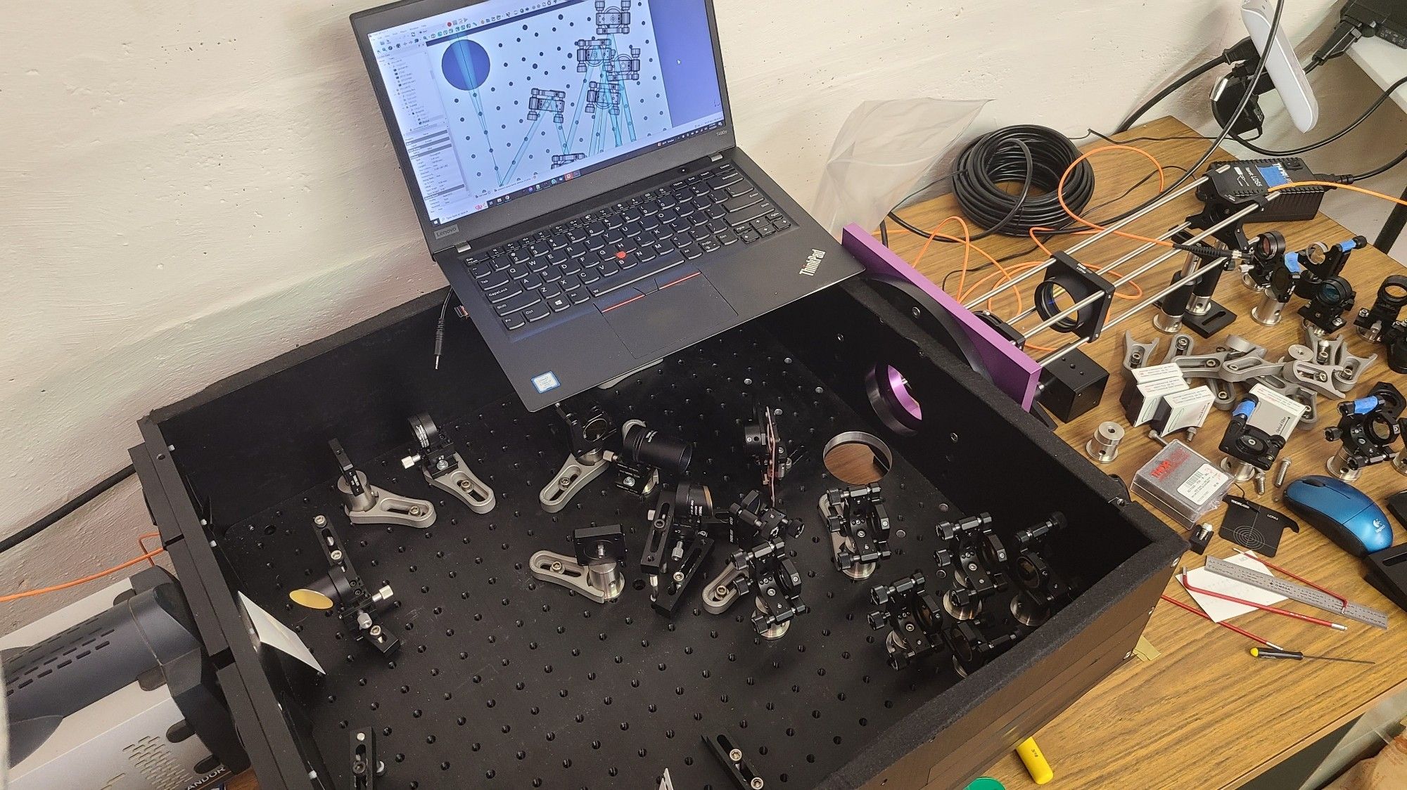 A view inside the QWSSI speckle camera optomechanical box