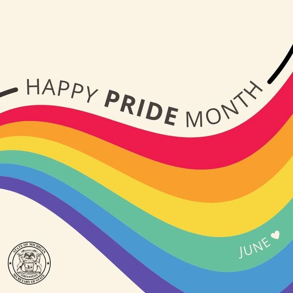Happy PRIDE Month
rainbow. June
official Secretary of State seal