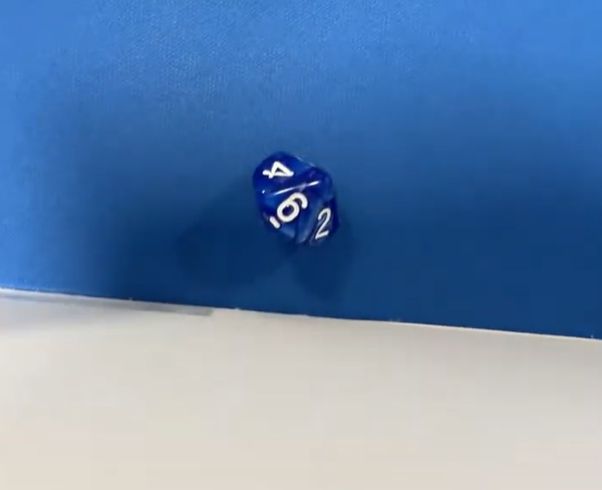 An image of a die being rolled in the air.