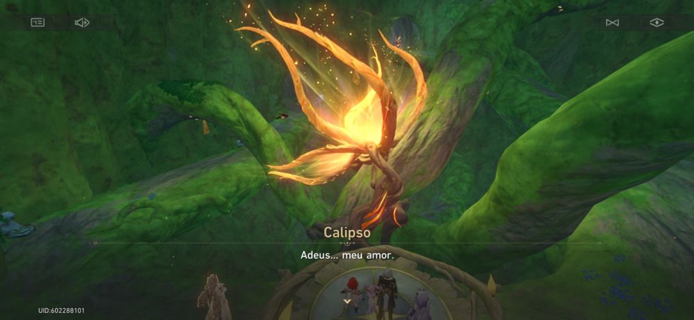 A imagem mostra um aglomerado de raízes para simbolizar a borboleta dourada de romance da Titã Mnestia do jogo de Honkai Star Rail.
Esta está brilhando lentamente como fagulhas do amor ao se encontrar com as pequenas chamas de Calipso – que logo se revelou como Cerces, a Titã da Razão e amante de Mnestia.

Esta divindade está em direção ao que simboliza o amor delas e a fraca presença da consciência de Mnestia, se despedindo e chamando-a de "Meu amor".