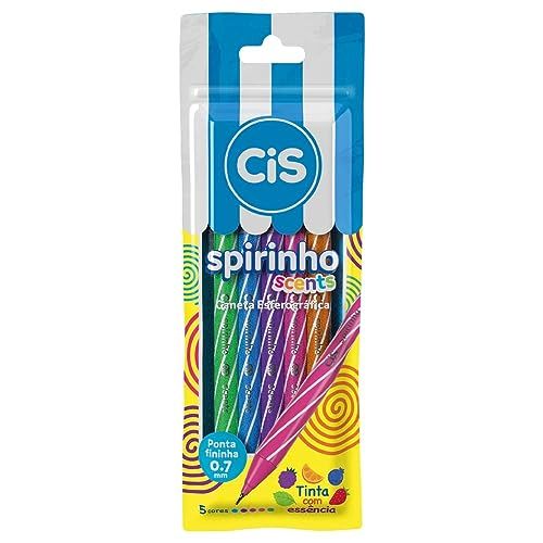🛒 Caneta Esferográfica - CIS Spirinho Scents - Estojo com 5 cores