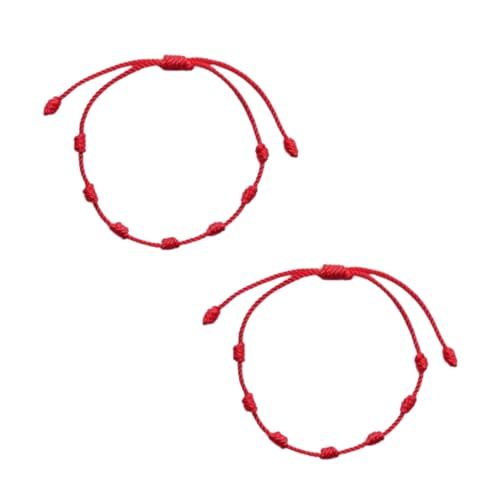 🛒 Pulseira Vermelha kit c 2 pulseiras da Sorte 7 Nós | Amuleto da Kabbalah | Proteção contra o Mau-Olhado | Prosperidade | Ajustável |Unissex