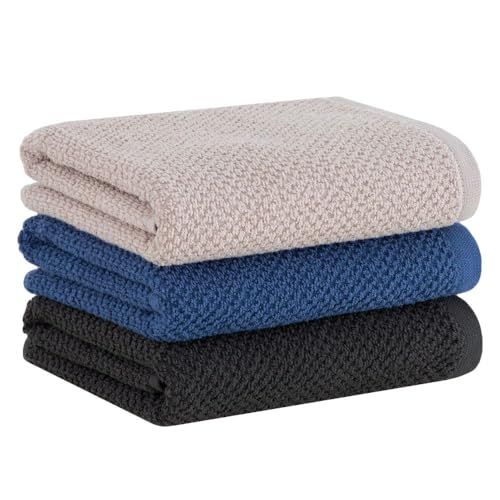🛒 Jogo de Toalhas Buddemeyer Gourmet Quadriculado Pano de Copa Bege/Azul/Cinza 3 peças