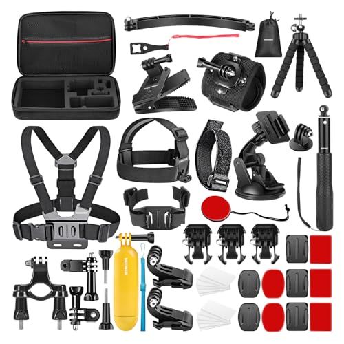 🛒 NEEWER Kit de acessórios para câmera de ação 50 em 1 compatível com GoPro Hero 11 10 9 8 7 6 5 4 GoPro Max GoPro Fusion Insta360 DJI Osmo Action 2 AKASO e mais
