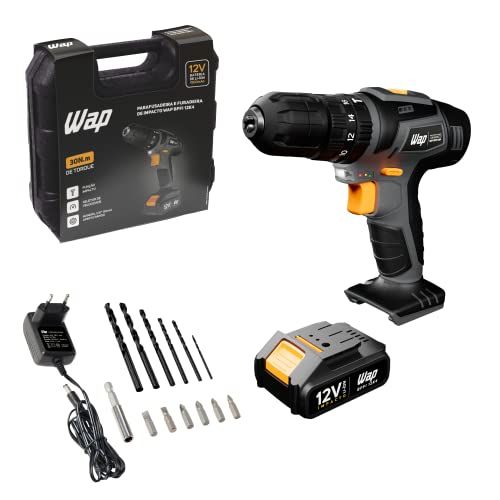 🛒 WAP Parafusadeira e Furadeira com Impacto à Bateria 12V BPFI-12K4, Kit de 13 Acessórios e Maleta, Torque 18 Níveis, Bivolt