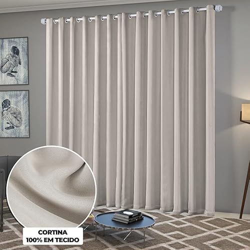 🛒 Cortina Blackout/Blecaute Quarto/Sala em Tecido 3,00m x 2,50m com Ilhós Cromado Solaris - Off-White