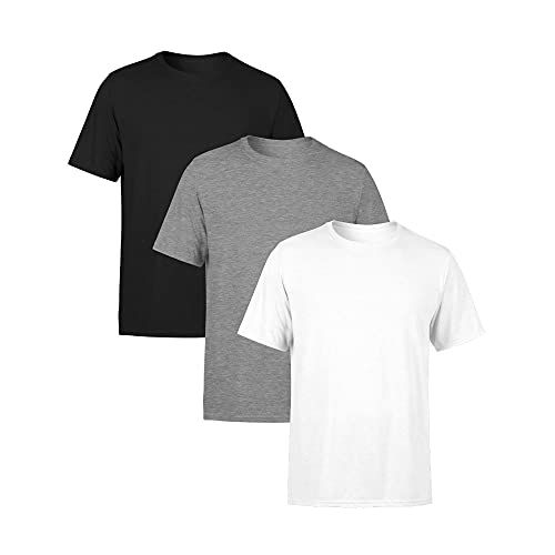 🛒 Kit 3 Camisetas Masculina Lisa Premium 100% Algodão (BR, Alfa, G, Regular, Preto, Cinza, Branco)