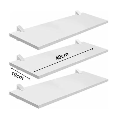 🛒 PRAT.K Kit 3 Prateleiras Brancas 1,5x10x40 cm – Com Bucha (Decorare), Compactas e Versáteis