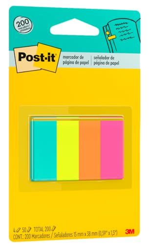 🛒 Post-it, 3M, Marcador de Página de Papel 38 mm x 15 mm - 4 Blocos