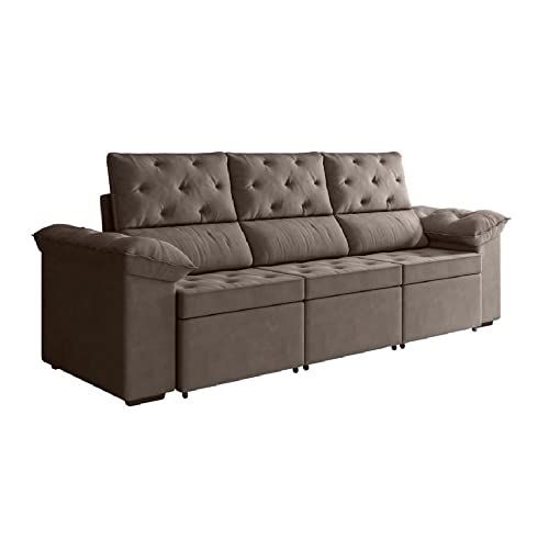 🛒 Sofá Retrátil 3 Lugares 2,10m York Suede Marrom