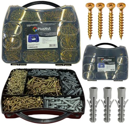 🛒 Kit Parafusos Buchas 1000 Pçs C/Maleta Chipboard P/Madeira