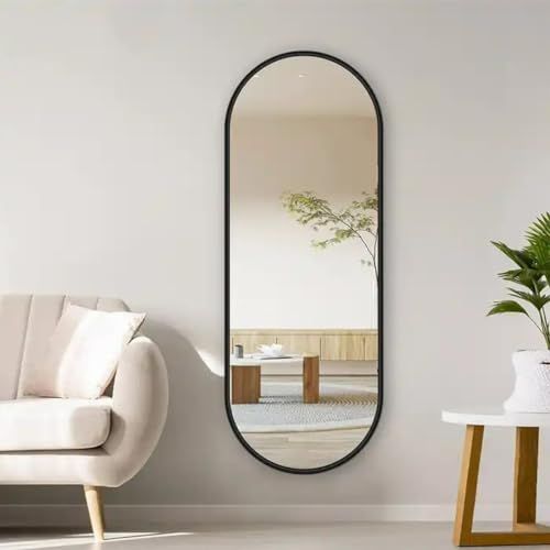 🛒 Espelho Oval Moldura Preto Sala Quarto Hall 100x30 Grande Decorativo