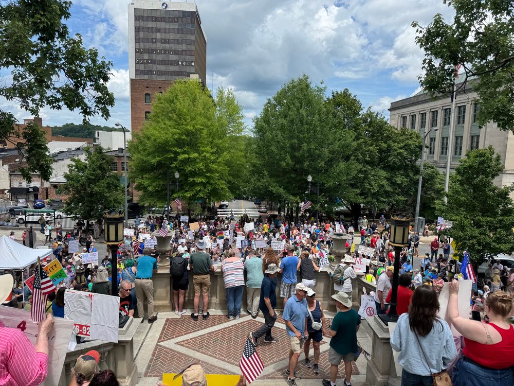 A much bigger than I expected crowd in downtown Lynchburg VA