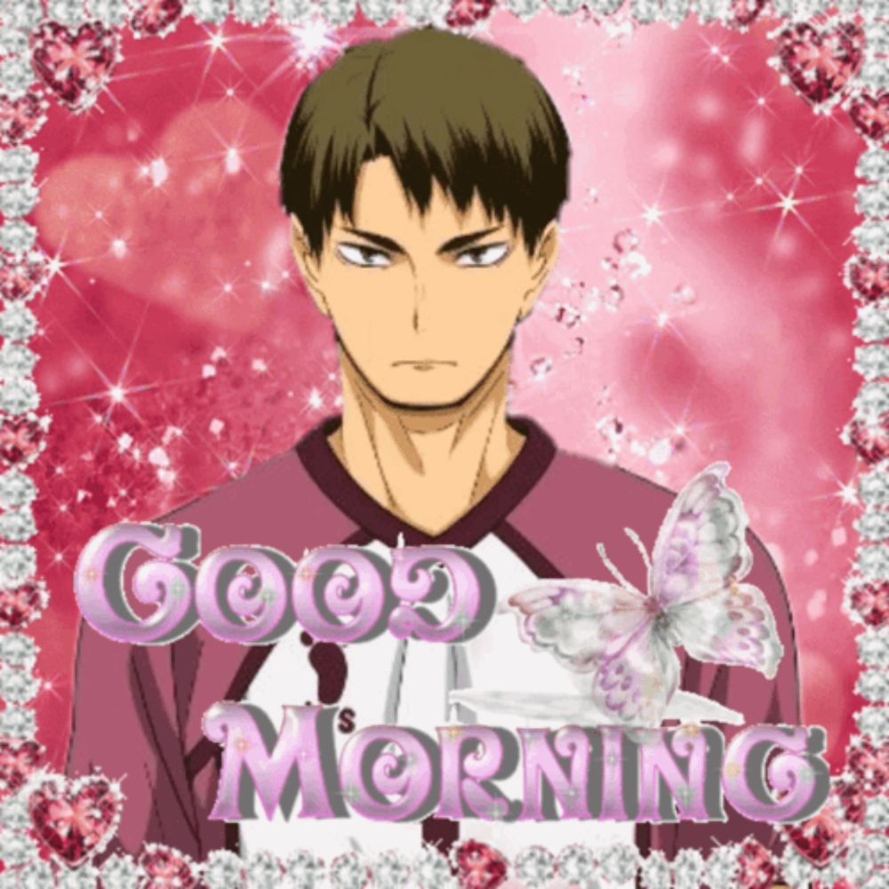 a picture of a man with a butterfly and the words " good morning "