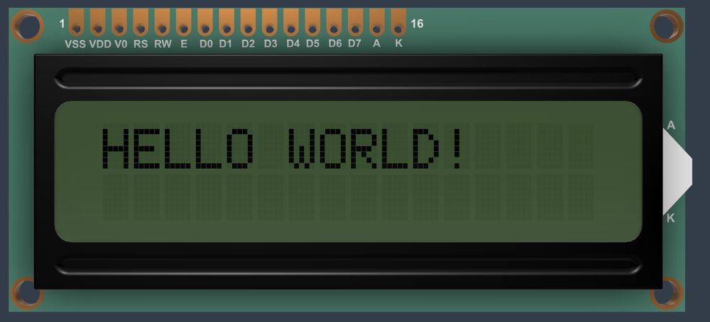 LCD with Hello World! on it