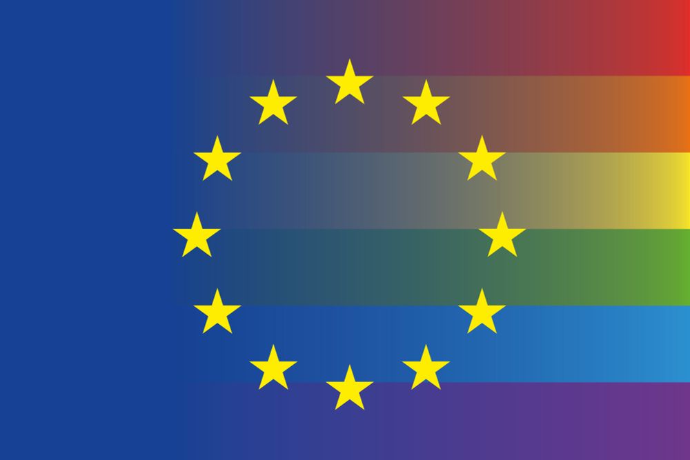 Europaflagge mit  Regenbogenfarben