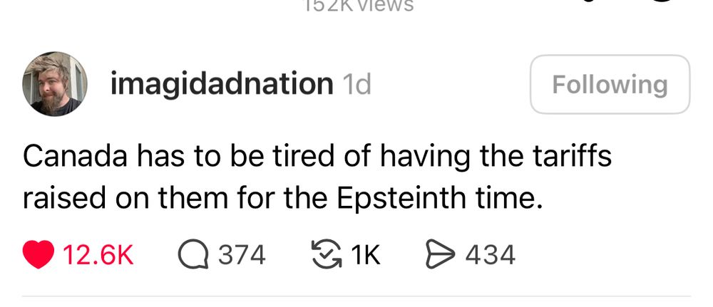 Canada has to be tired of having the tariffs raised on them for the Epsteinth time.