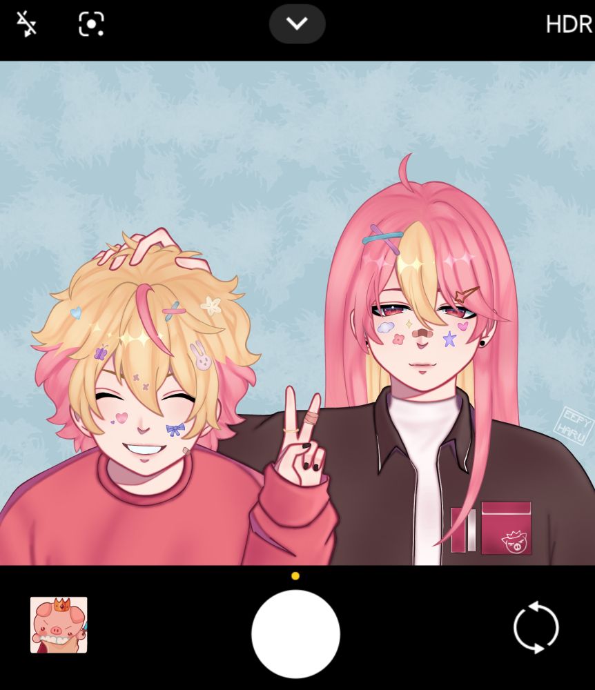 Fanart of Tommy and Techno: Both of them posing for a picture