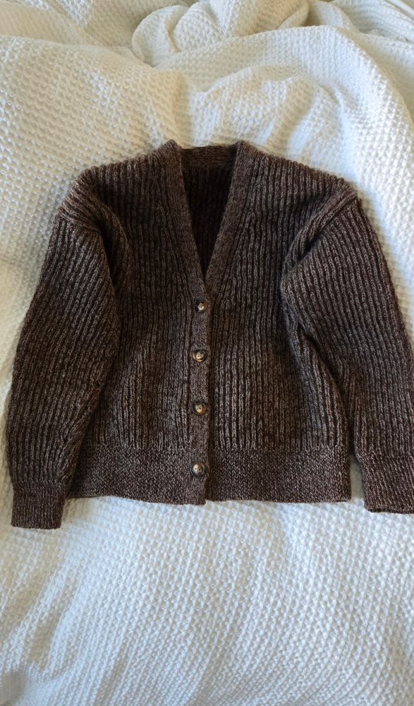 Finished agnete cardigan, design by petiteknit