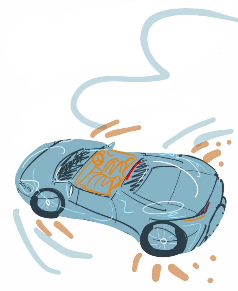 Open top super car with sploshy mud