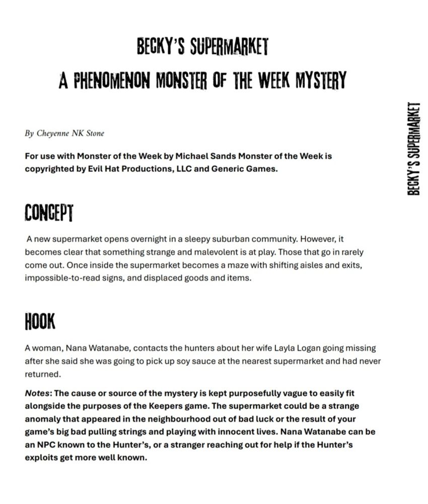 Becky’s Supermarket: A Phenomenon Monster of the Week Mystery by idrilestone