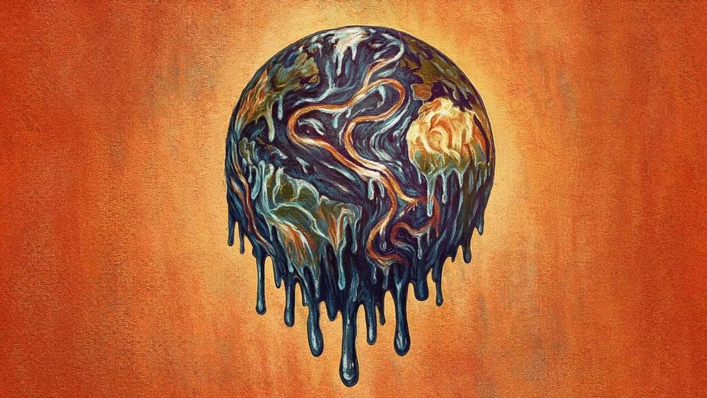 An illustration of a melting Earth with its ocean currents outlined (Image credit: Nicholas Forder)