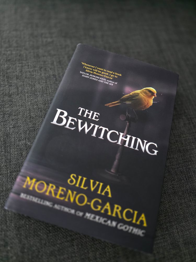 The UK hardback edition of the Bewitching with a yellow bird 
