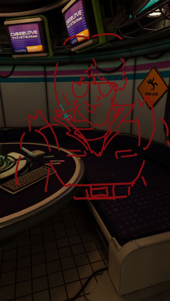 A drawing of Quattro Bajeena (Char) I did from memory on VR chat.