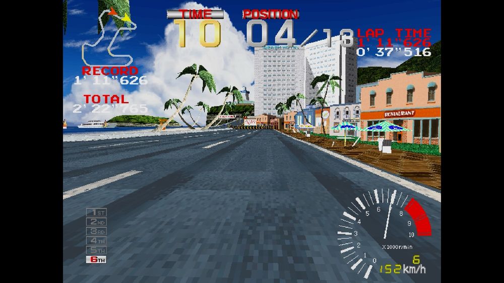 Beach and seaside promenade section in Ridge Racer 1