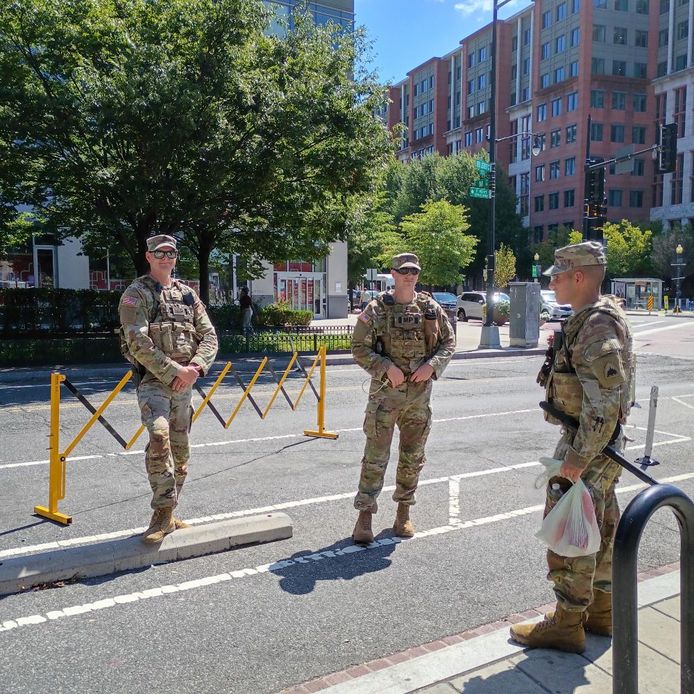 Alert and on guard at Navy Yard Metro station
