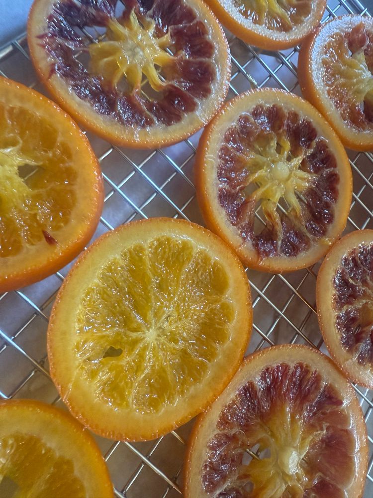 Orange slices on a rack 