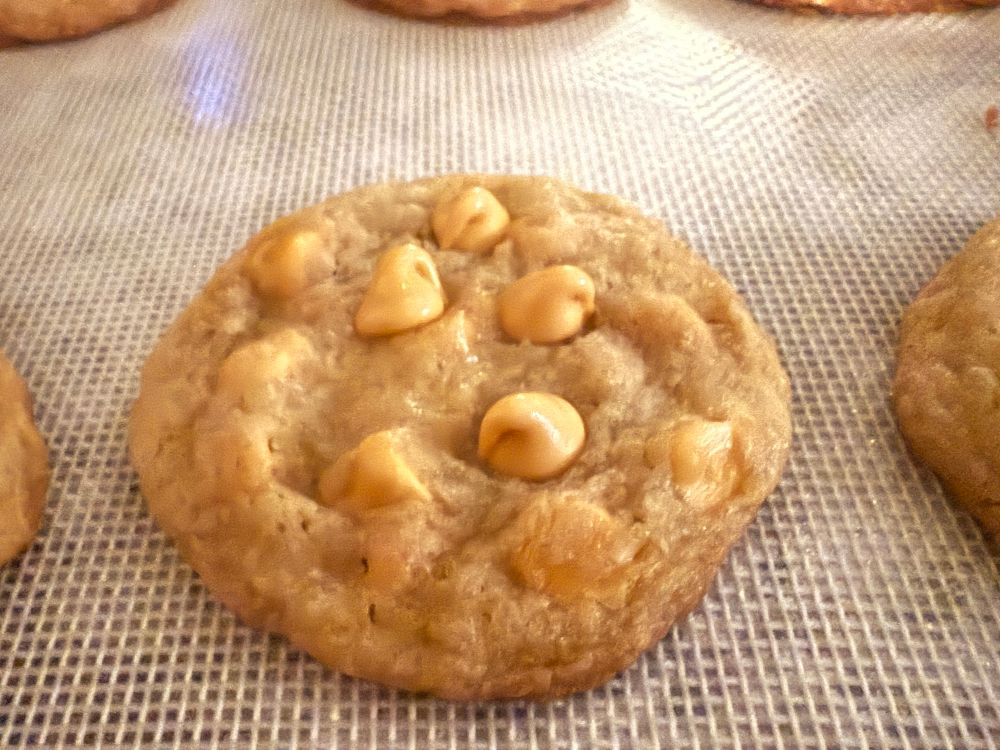 A butterscotch cookie on a silpat