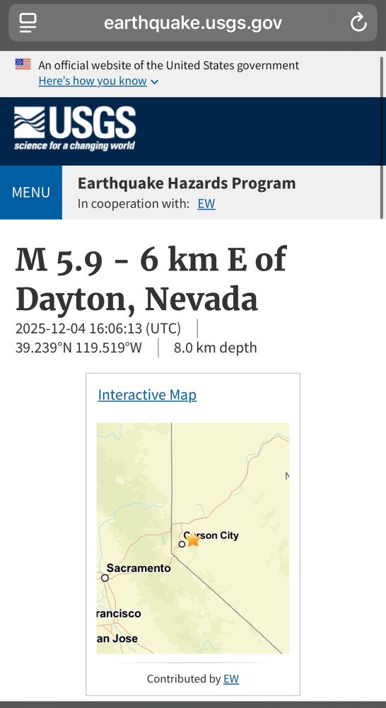 M5.9 6km E of Dayton Nevada 