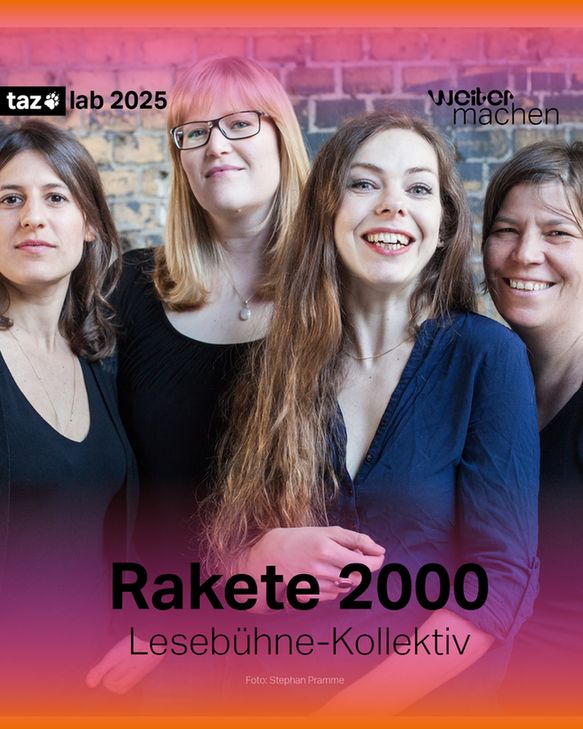 Ein Gruppenfoto der vier Frauen von Rakete 2000: Eva Mirasol, Insa Sanders, Lea Streisand und Mareike Barmeyer.