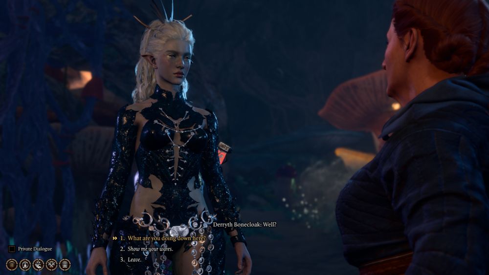 Altalune in a teal version of Orins armor, with a messy braided ponytail