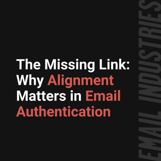 SPF and DKIM passing doesn’t always mean smooth sailing. 
You’ve got the basics covered, but what about alignment?
Alignment is the missing piece that makes sure your email headers and authentication protocols work together. 
Without it, your emails may still struggle with deliverability, even if SPF and DKIM checks pass.
Why does alignment matter?
→ DMARC depends on alignment. If your SPF and DKIM don’t match the From header, DMARC fails, and your emails get blocked.
→ Better inbox placement. Alignment boosts your sender reputation and helps your emails reach the inbox.
How to troubleshoot alignment failures:
→ Check that your From address matches the domains in your SPF and DKIM records.
→ Make sure your SPF and DKIM are set up for the same domain.
→ Keep an eye on DMARC reports to spot alignment issues early.
Without alignment, your email deliverability is at risk. 
Even the smallest mistake can cause big problems.
→ Get your email authentication in line for better results.
♻️ and of course, share this to help others improve their email performance.
✚ Follow Email Industries for more email marketing tips!