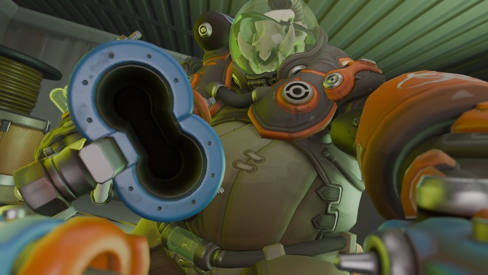 Roadhog toxic from the not so hit game overwatch doing the thing with the hook