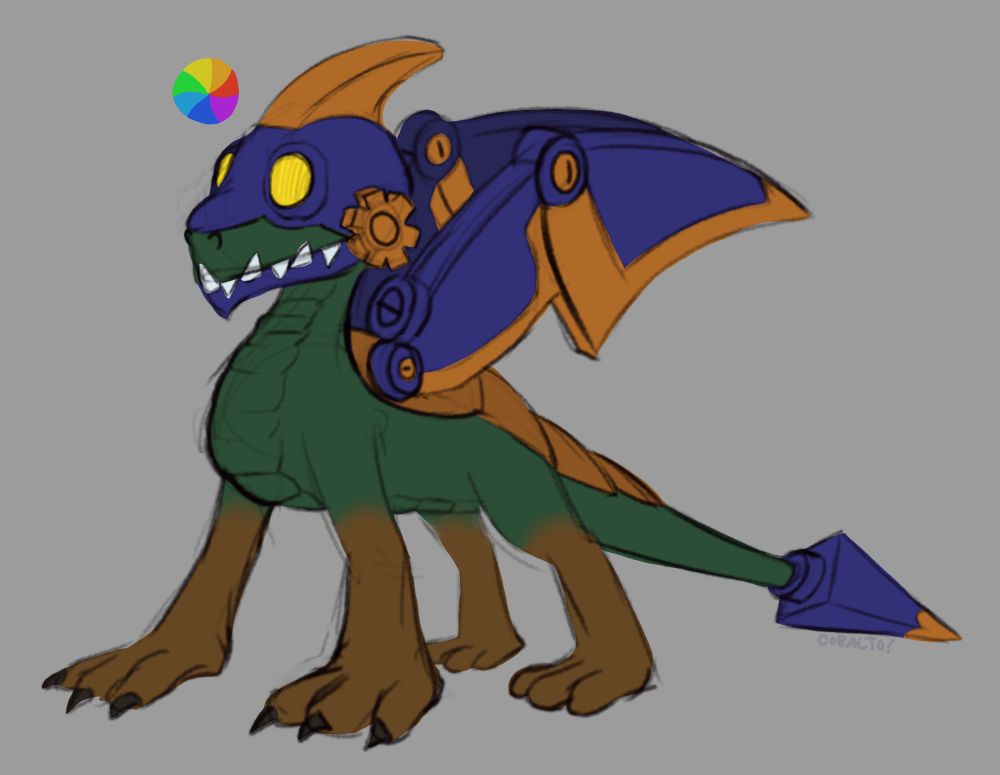 The character Drobot standing in place, looking puzzled. A loading "beach ball" is present above his head.