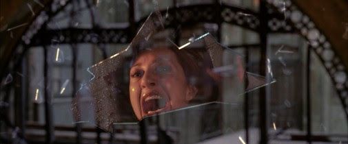 The bit in Spider-Man 2 when CGI broken glass flies towards Doc Ock's wife, and we see her reflection in it, screaming. 
