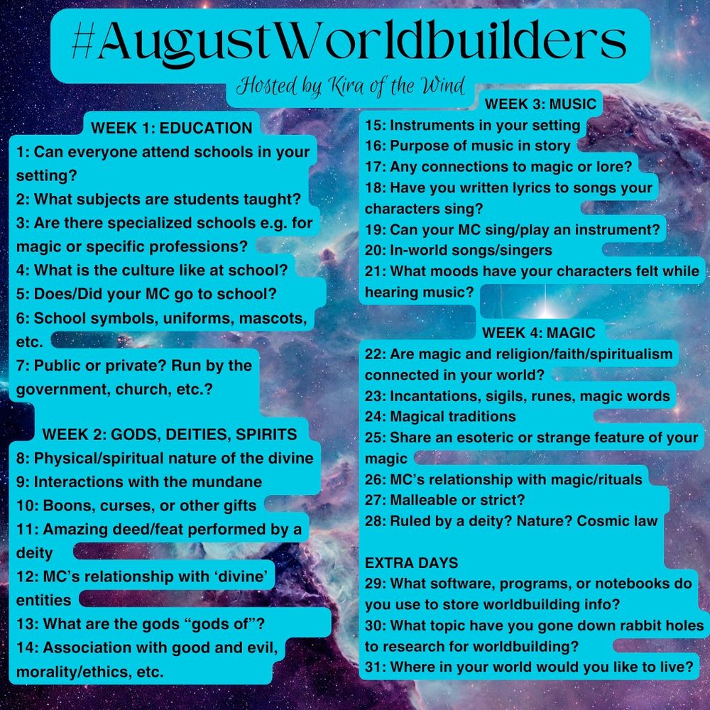 #AugustWorldbuilders Prompts
Day 8: Physical/spiritual nature of the divine