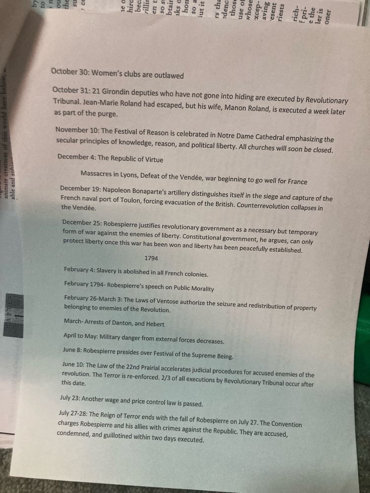 1794 French Revolution events, notable price control laws and the death of Robespierre