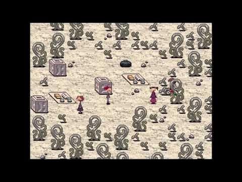 toriningen party from yume nikki (madotsuki watches the toriningen walk around an inaccessible area where there's a speaker and food laid out)