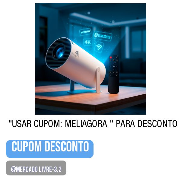 💥 Projetor Portátil Pholex Hy300 4k Android Smart Wifi Full Hd-
.
⚠️ Na tela de pagamento, “Usar cupom: MELIAGORA ” para desconto.
.
😱 Por 141,18 OFF (Confira o DESCONTO tela de Pgto)
.
🛒 Compre aqui 👉🏽 https://mercadolivre.com/sec/2GjKBwV