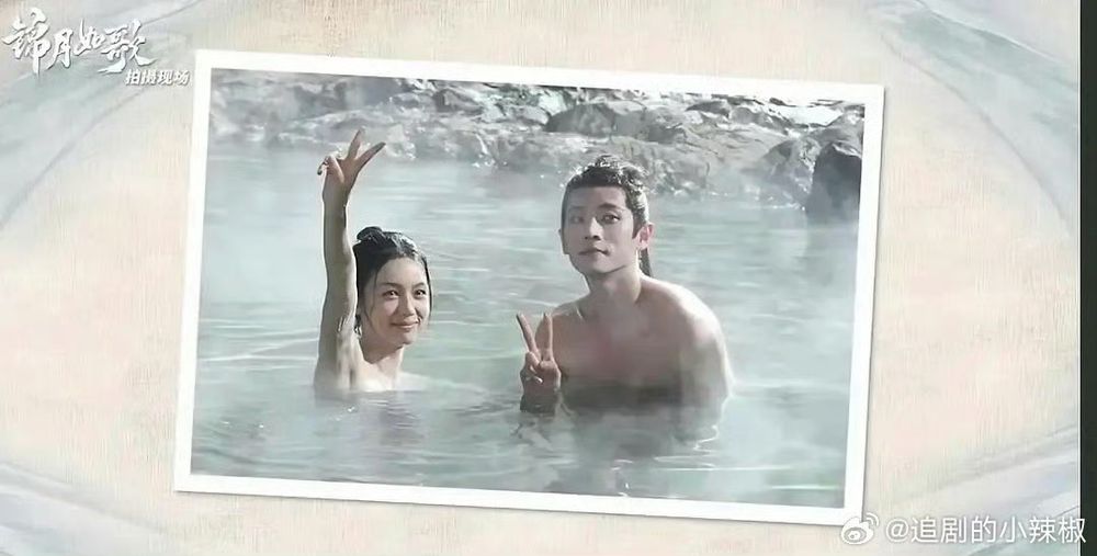 Zhou Ye and Cheng Lei in bts of The Legend of the Female General